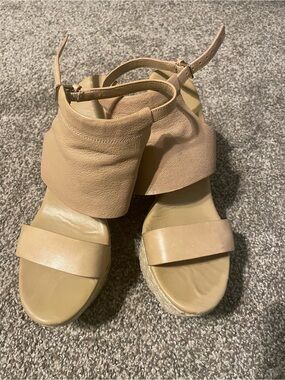 Cole Haan Beige Leather Ankle-Strap Sandals
